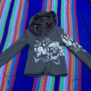 Stylish Floral Hoodie with Button Closure